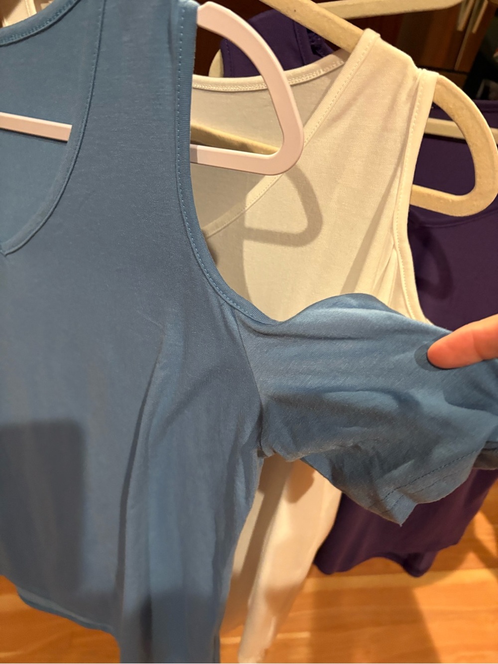 Women's V-Neck Cold Shoulder Tops - Blue, White & Purple 3 pack bundle - Picture 2 of 7